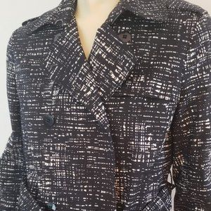 CLEARANCE Kenneth Cole black white mod spy trench coat S